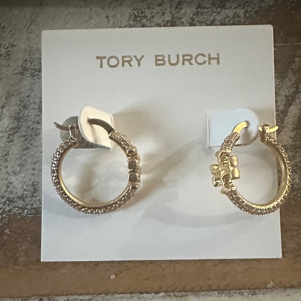 Tory Burch Textured Gold Hoop Earrings